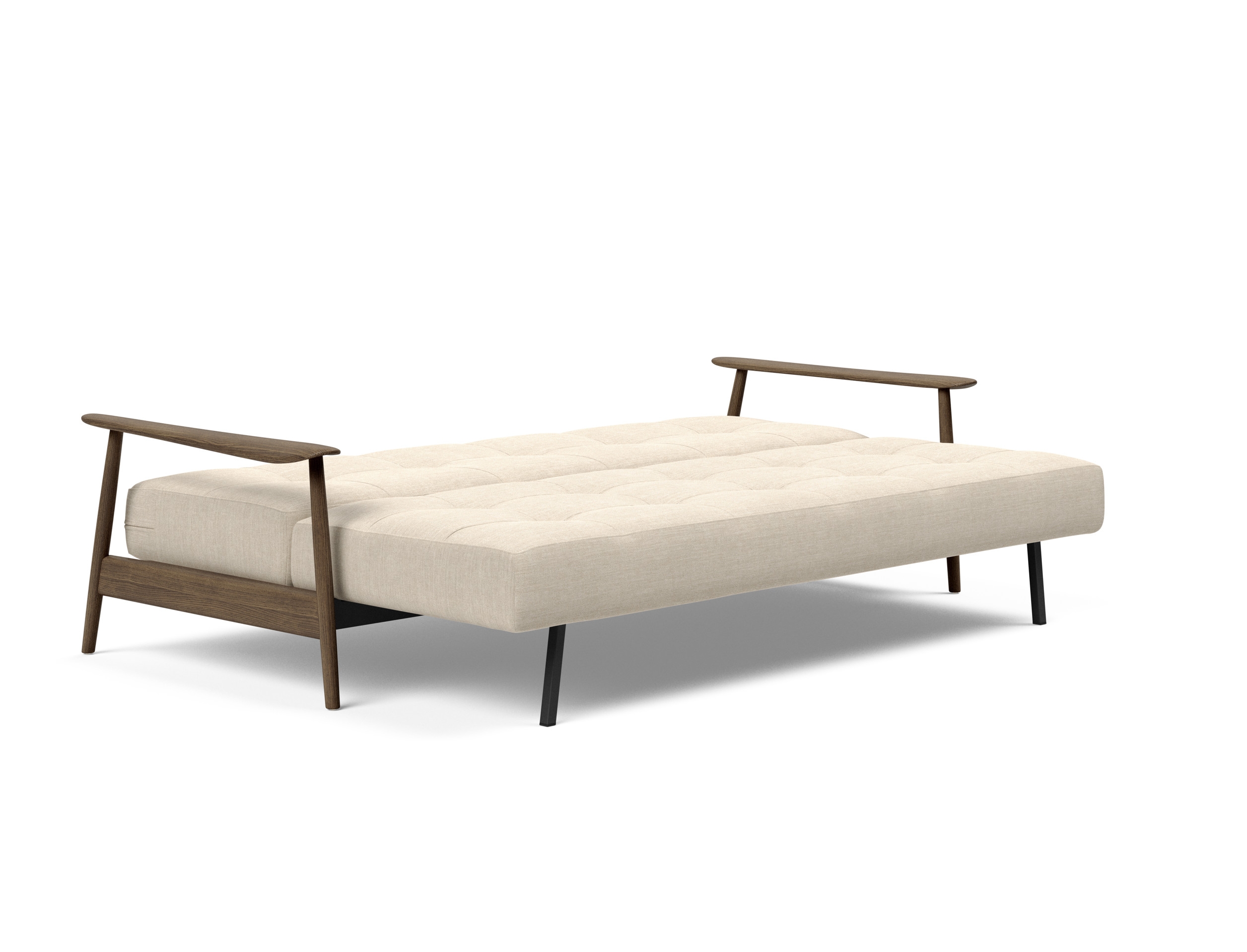 Caluma Quilt Fabric Sofa Bed w/Smoked Oak Arms & Legs