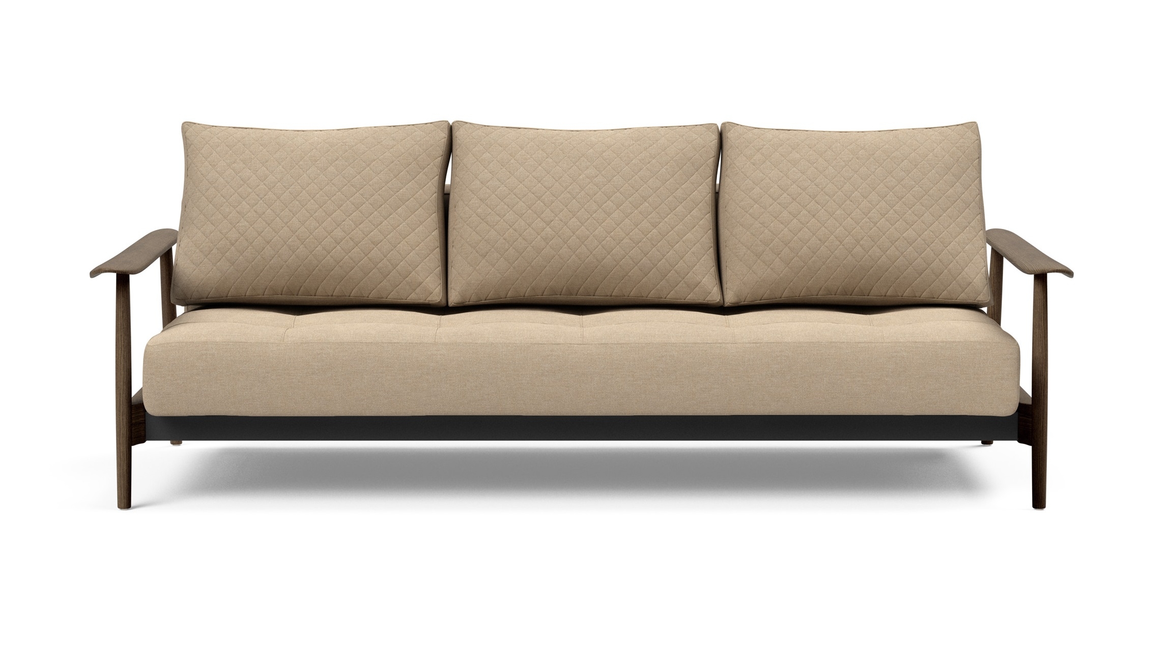 Caluma Quilt Fabric Sofa Bed w/Smoked Oak Arms & Legs