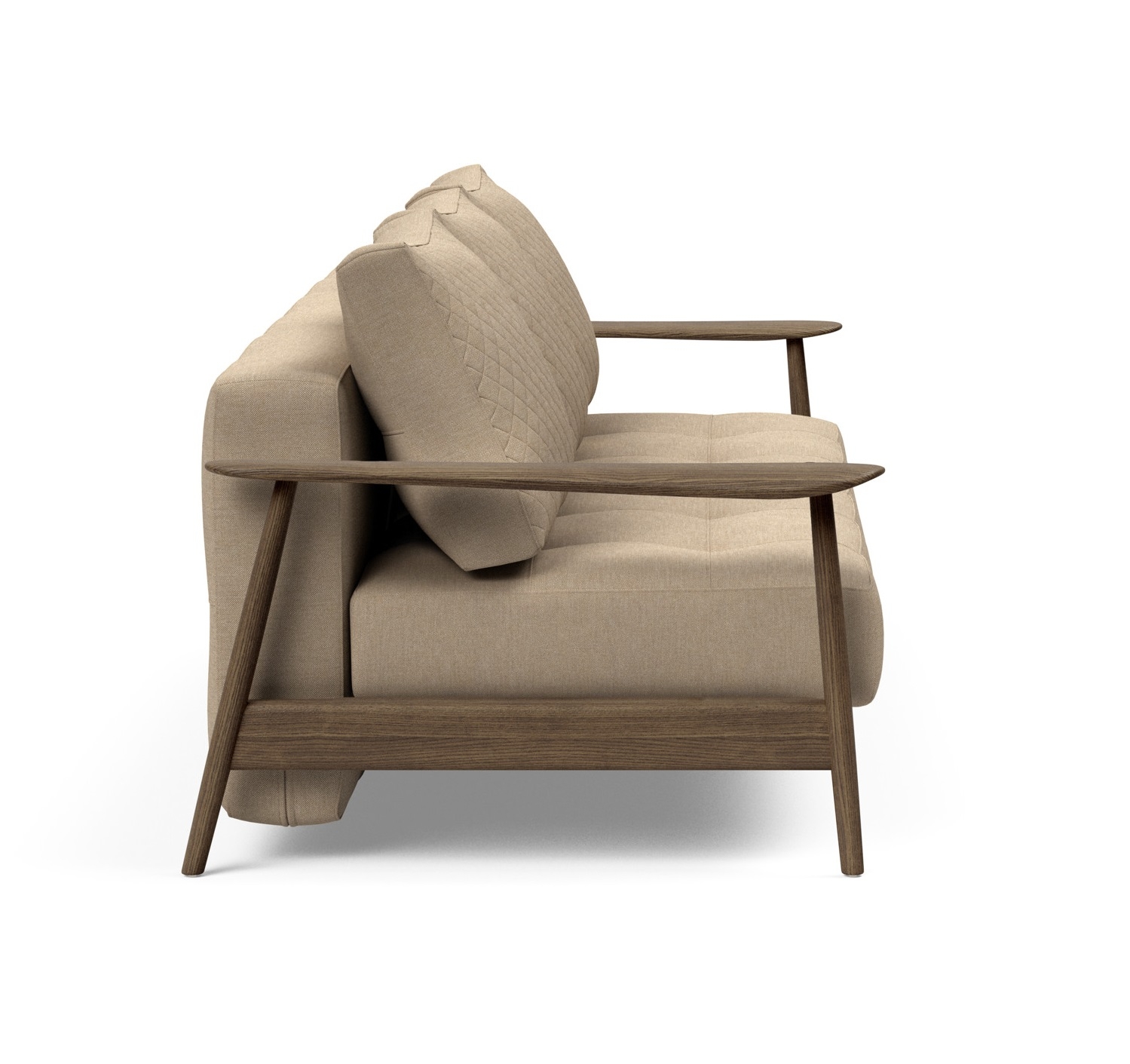 Caluma Quilt Fabric Sofa Bed w/Smoked Oak Arms & Legs