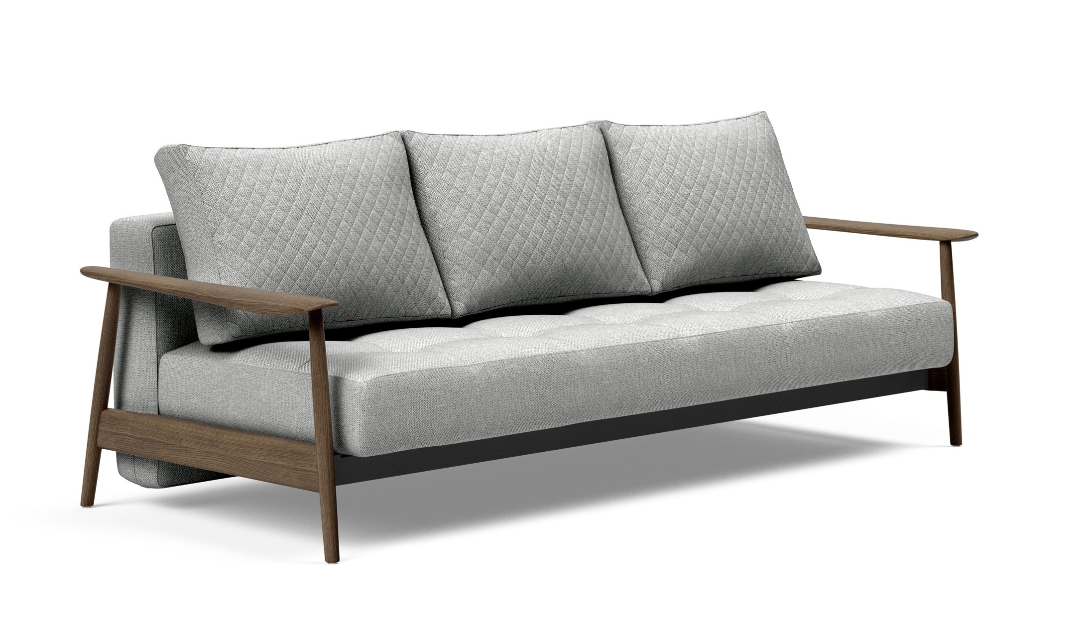 Caluma Quilt Fabric Sofa Bed w/Smoked Oak Arms & Legs