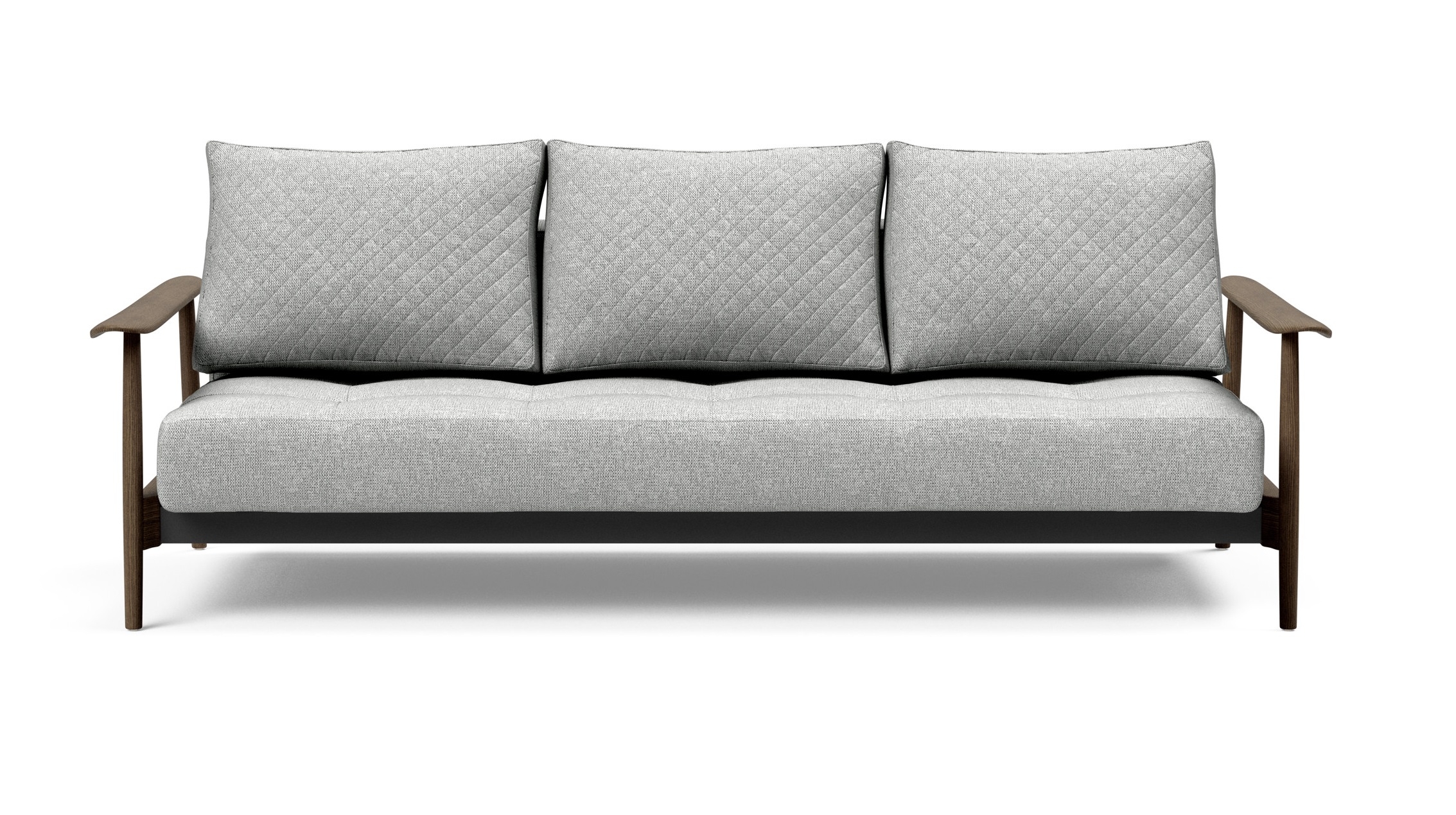 Caluma Quilt Fabric Sofa Bed w/Smoked Oak Arms & Legs