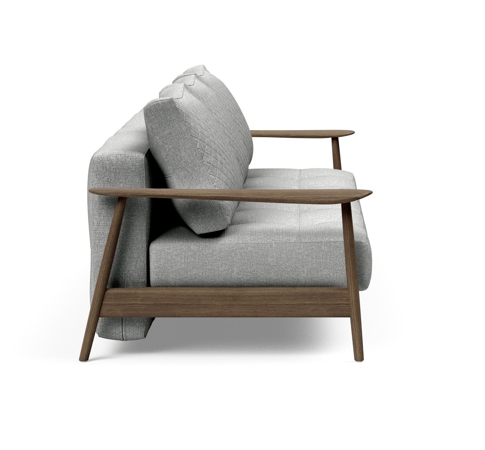 Caluma Quilt Fabric Sofa Bed w/Smoked Oak Arms & Legs