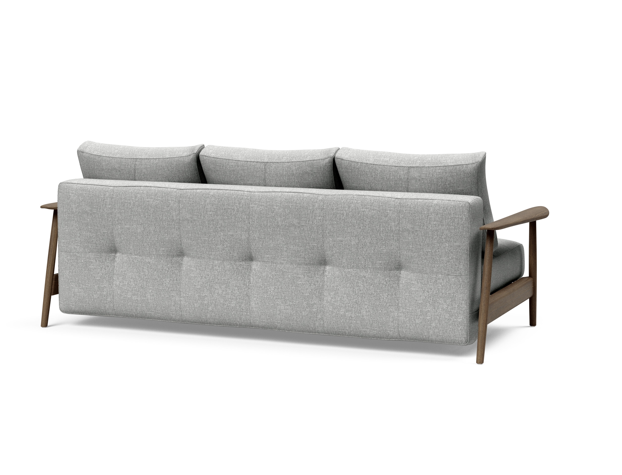 Caluma Quilt Fabric Sofa Bed w/Smoked Oak Arms & Legs