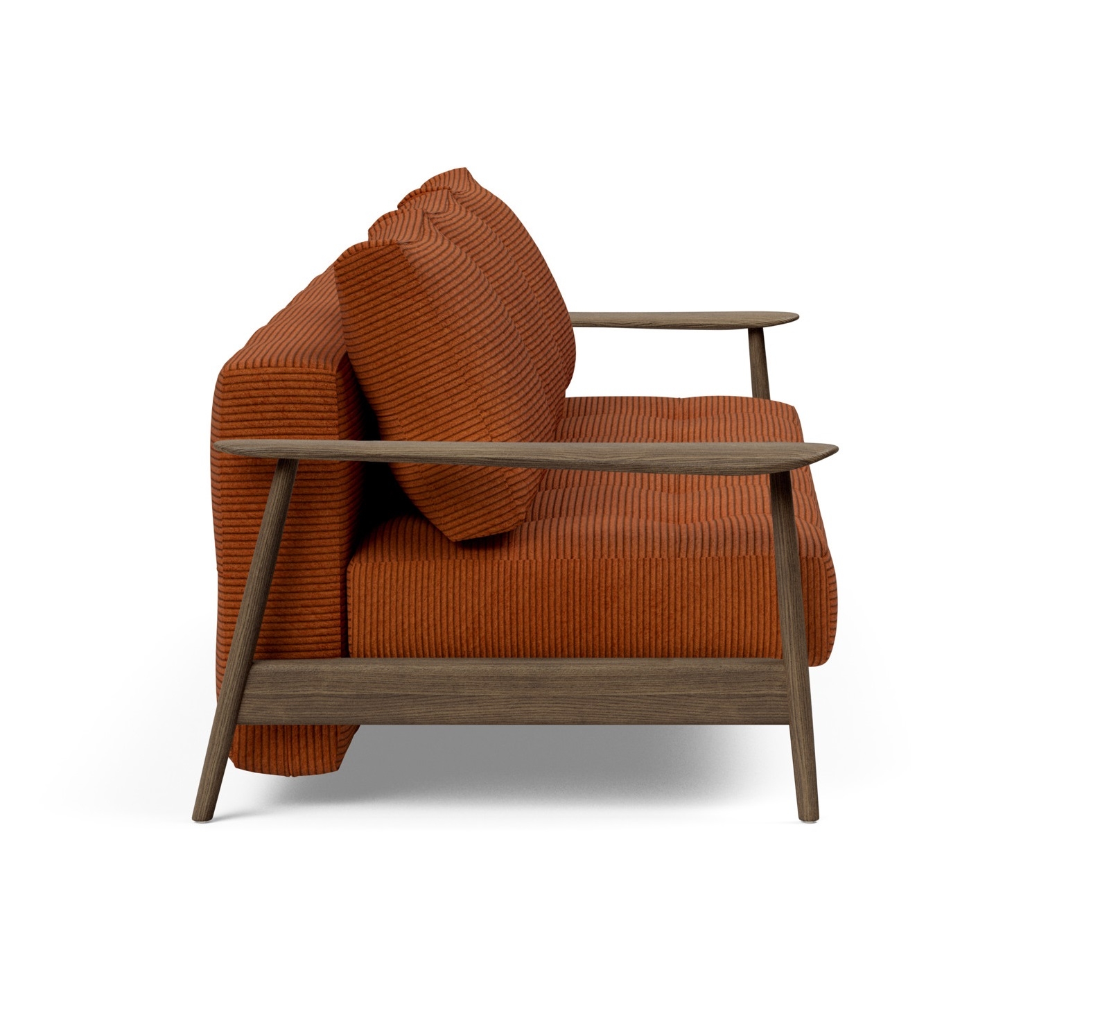 Caluma Quilt Fabric Sofa Bed w/Smoked Oak Arms & Legs