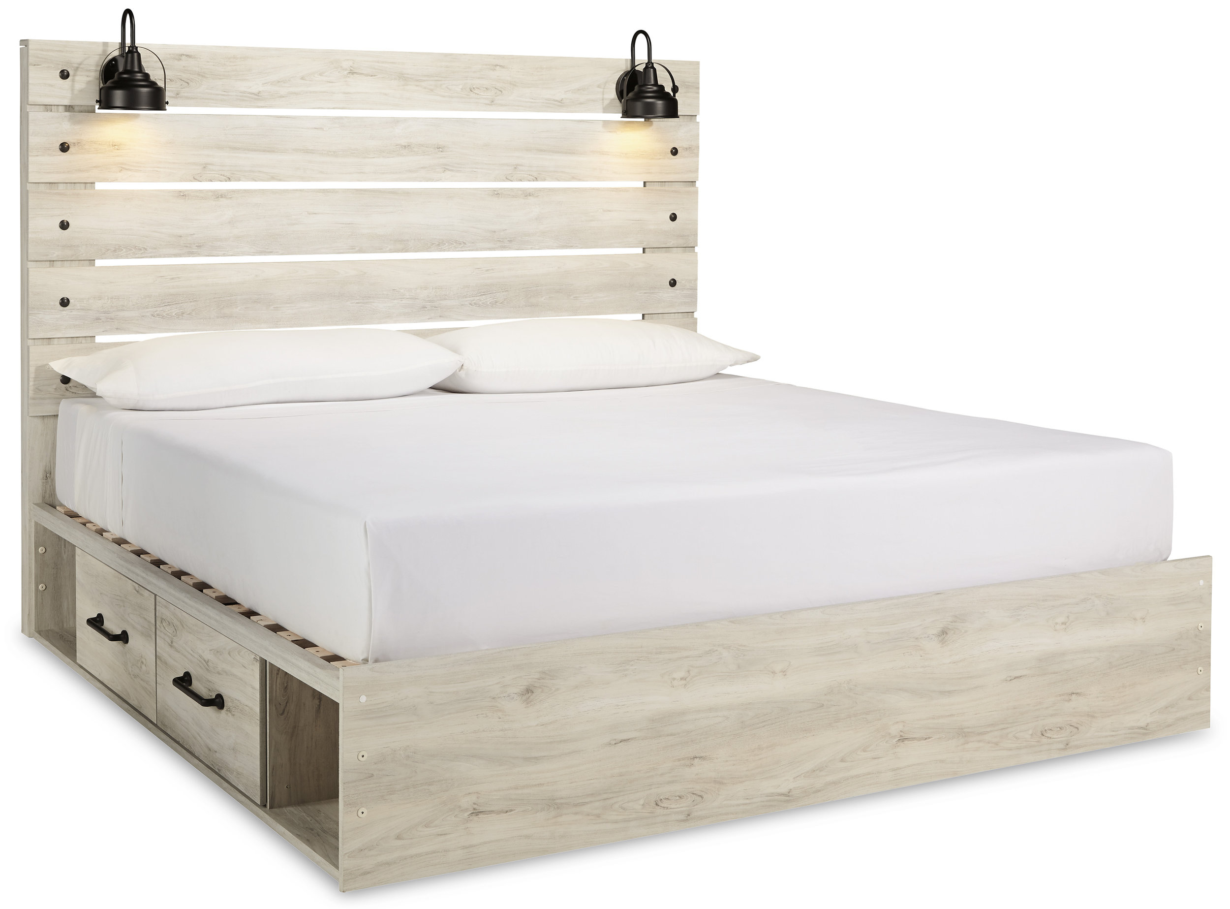 Cambeck MDF/Wood Veneer Panel Bedroom Set w/2 Storage Drawers