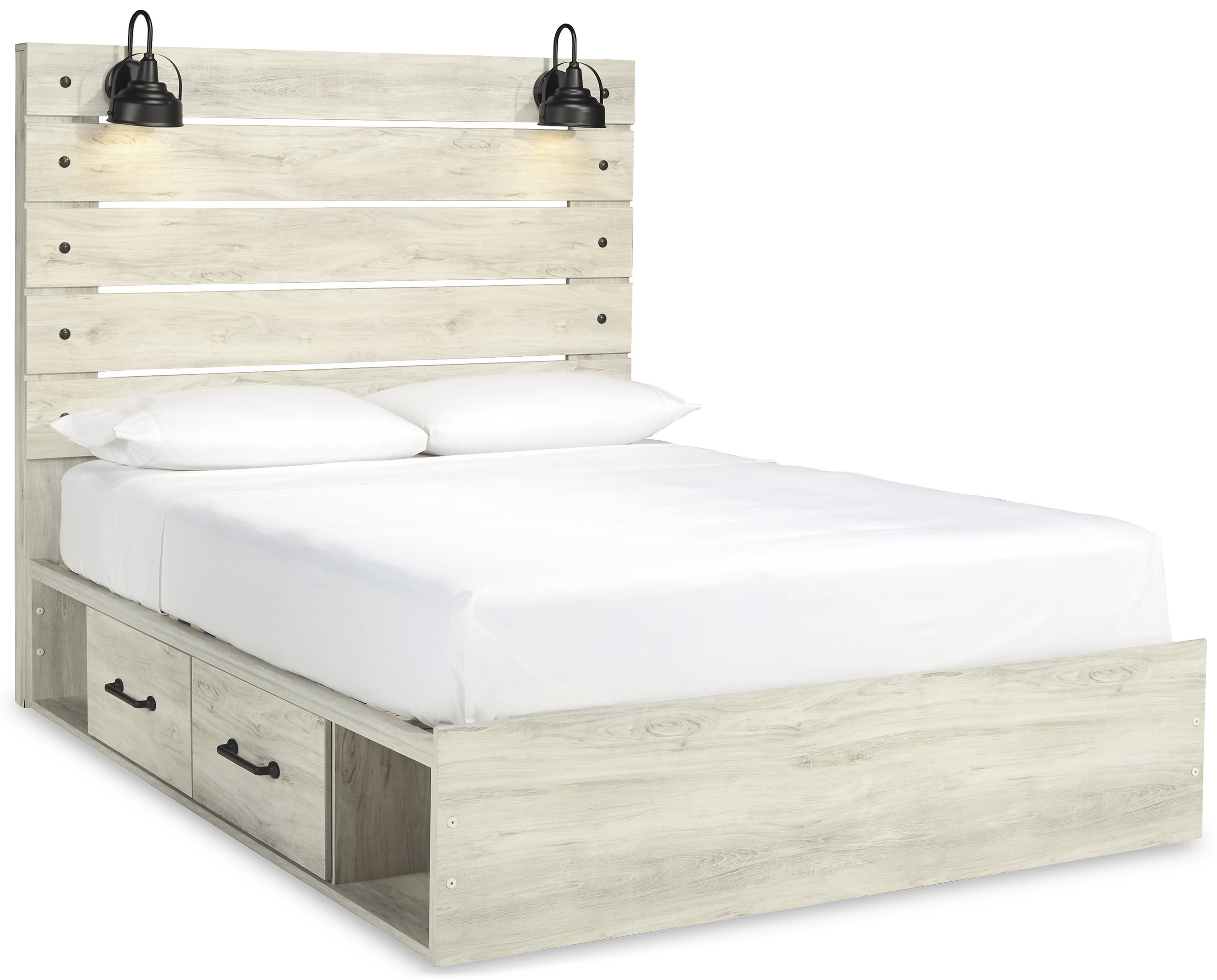Cambeck MDF/Wood Veneer Panel Bedroom Set w/2 Storage Drawers
