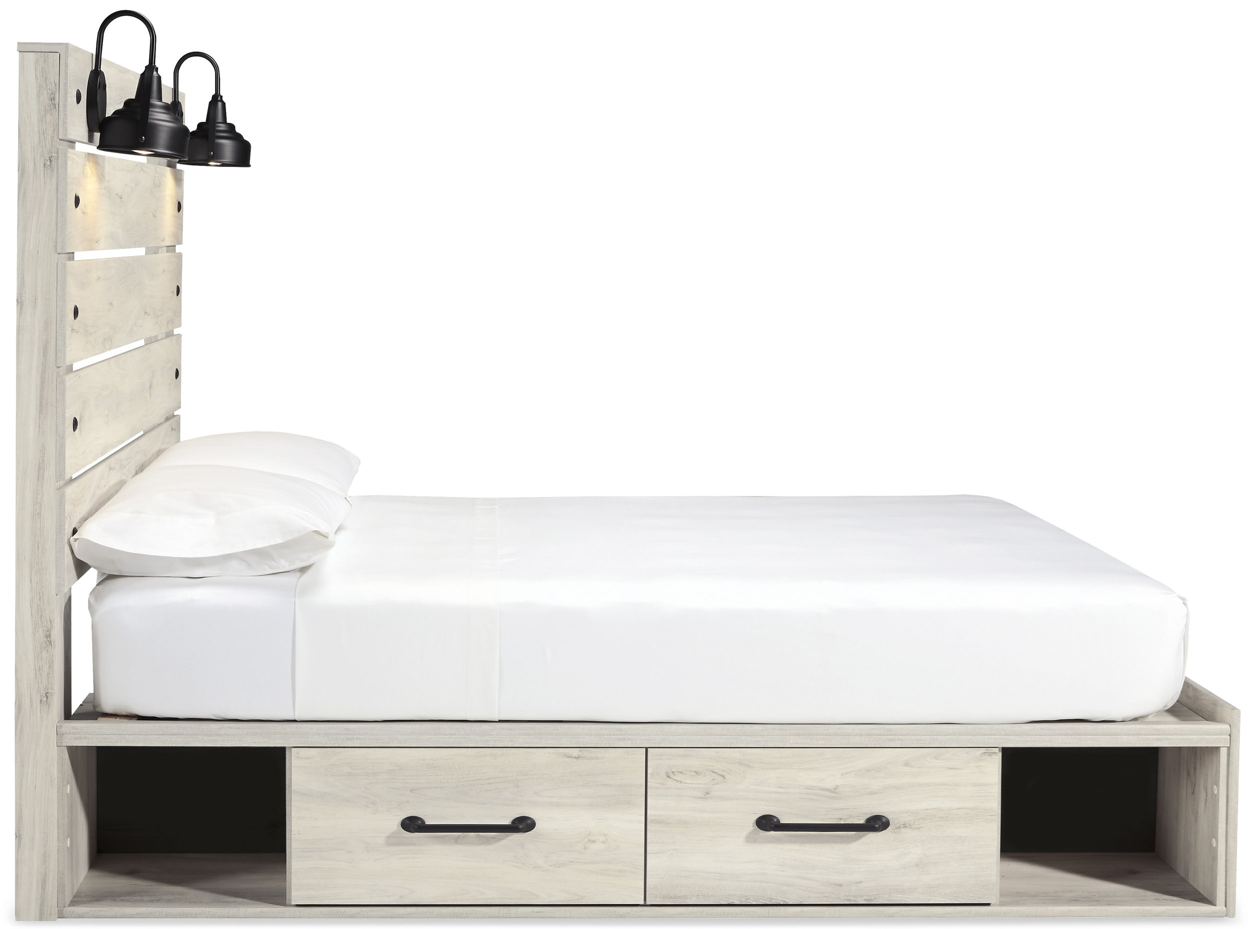 Cambeck MDF/Wood Veneer Panel Bedroom Set w/2 Storage Drawers