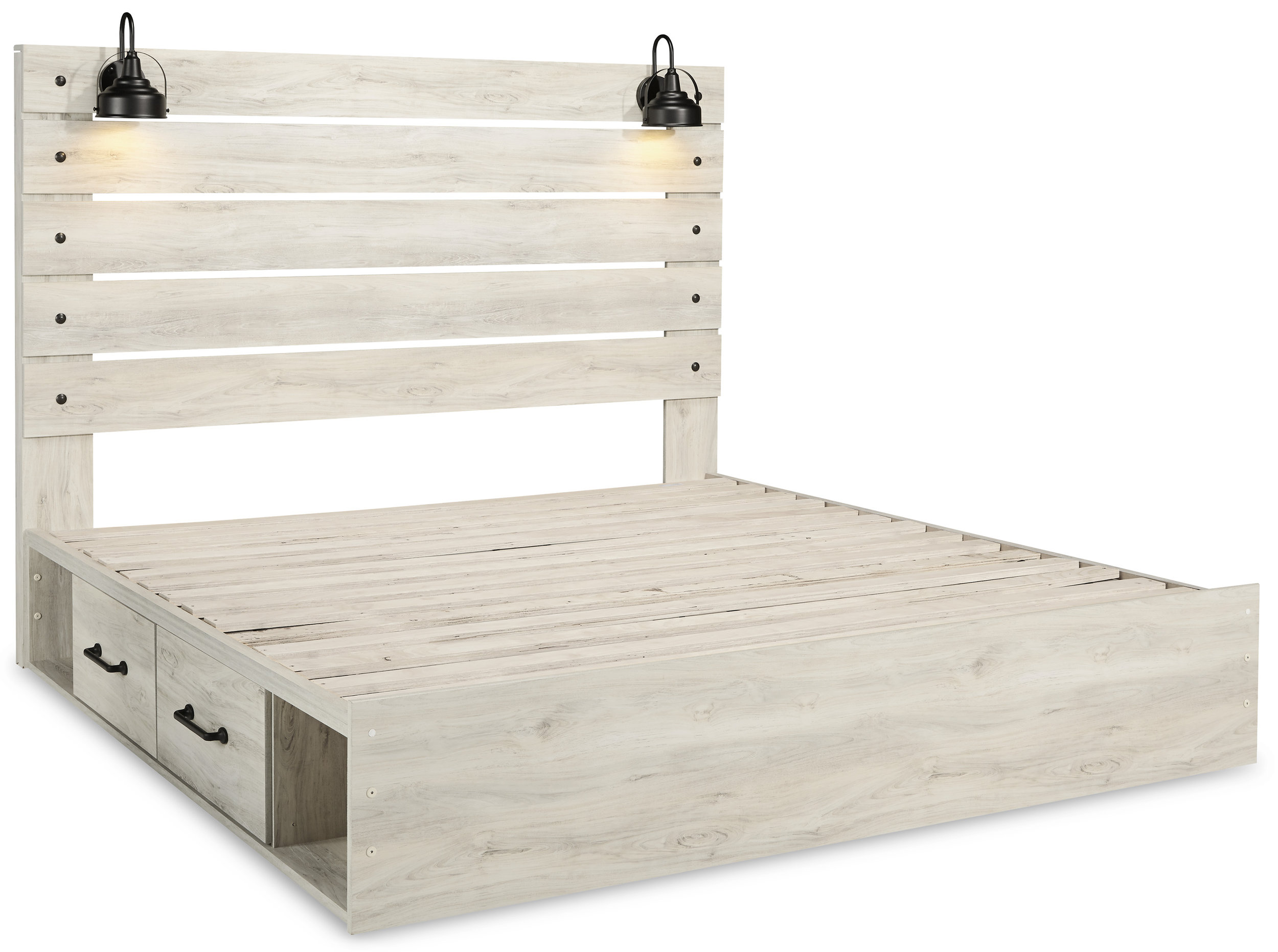 Cambeck MDF/Wood Veneer Panel Bedroom Set w/2 Storage Drawers