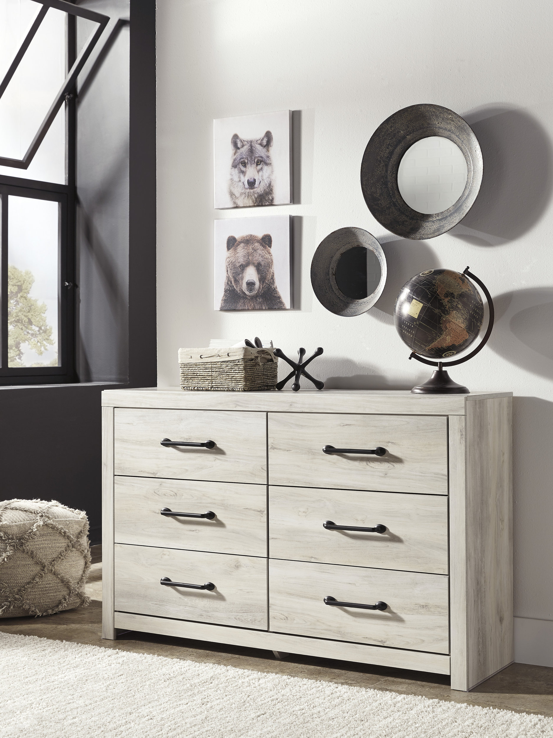 Cambeck MDF/Wood Veneer Panel Bedroom Set w/2 Storage Drawers