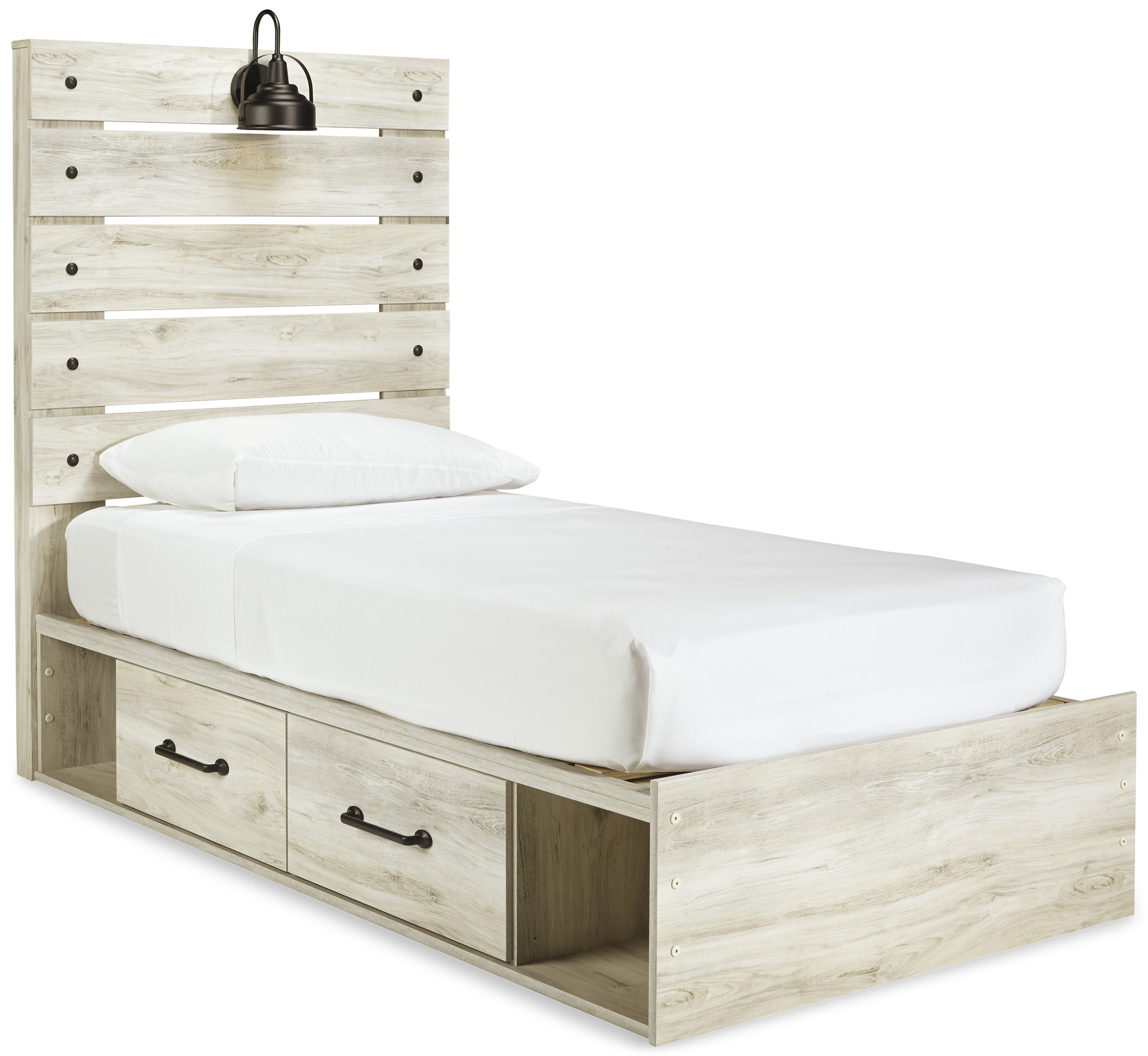 Cambeck MDF/Wood Veneer Panel Bedroom Set w/2 Storage Drawers