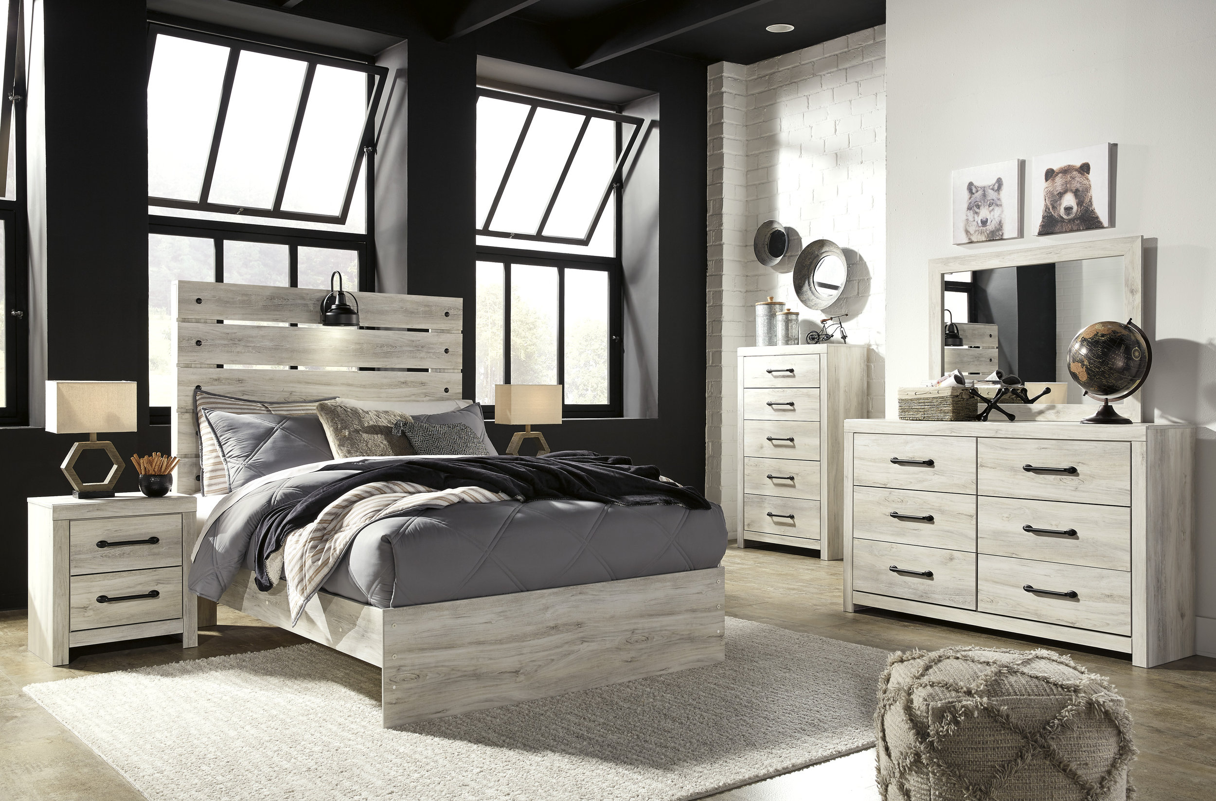 Cambeck MDF/Wood Veneer Panel Bedroom Set