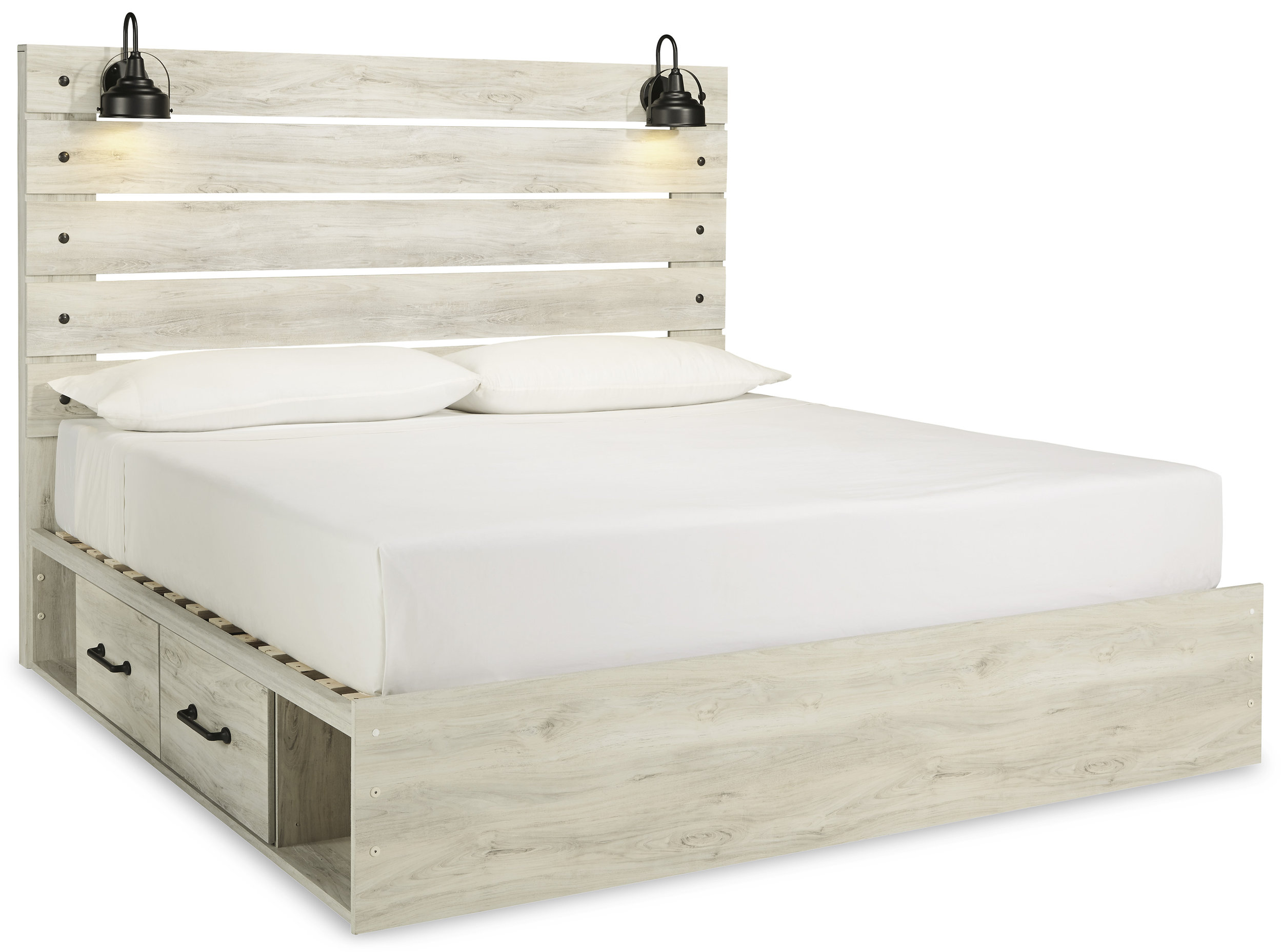 Cambeck MDF/Wood Veneer Panel Bedroom Set w/4 Storage Drawers