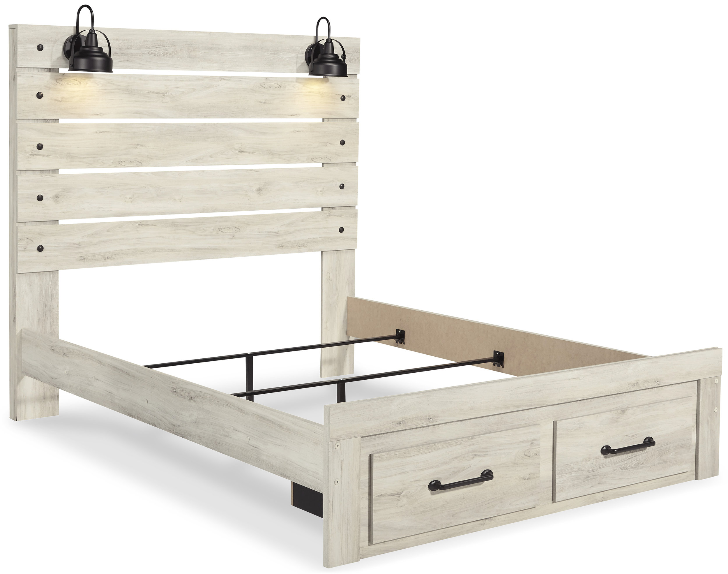Cambeck MDF/Wood Veneer Panel Bedroom Set w/2 Drawers