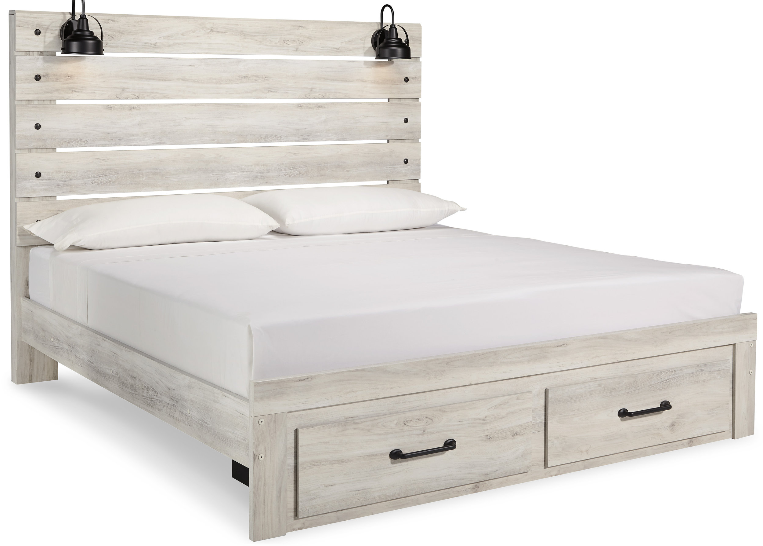 Cambeck MDF/Wood Veneer Panel Bedroom Set w/2 Drawers