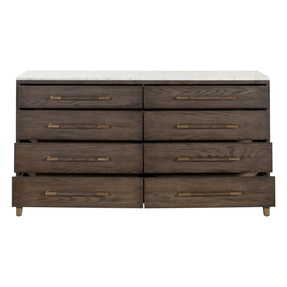 Cambria Marble Top/Wood Double Dresser w/8 Drawers