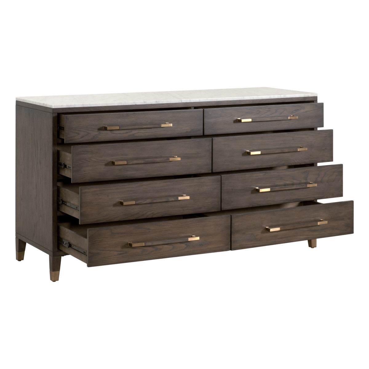 Cambria Marble Top/Wood Double Dresser w/8 Drawers