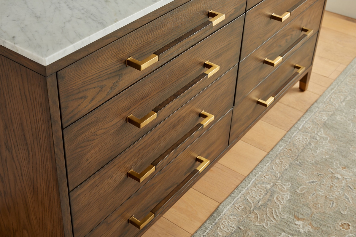 Cambria Marble Top/Wood Double Dresser w/8 Drawers