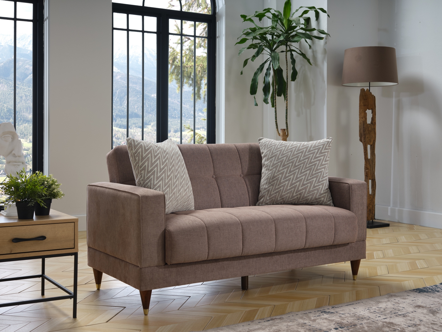 Camilla Fabric Storage Sleeper Loveseat
