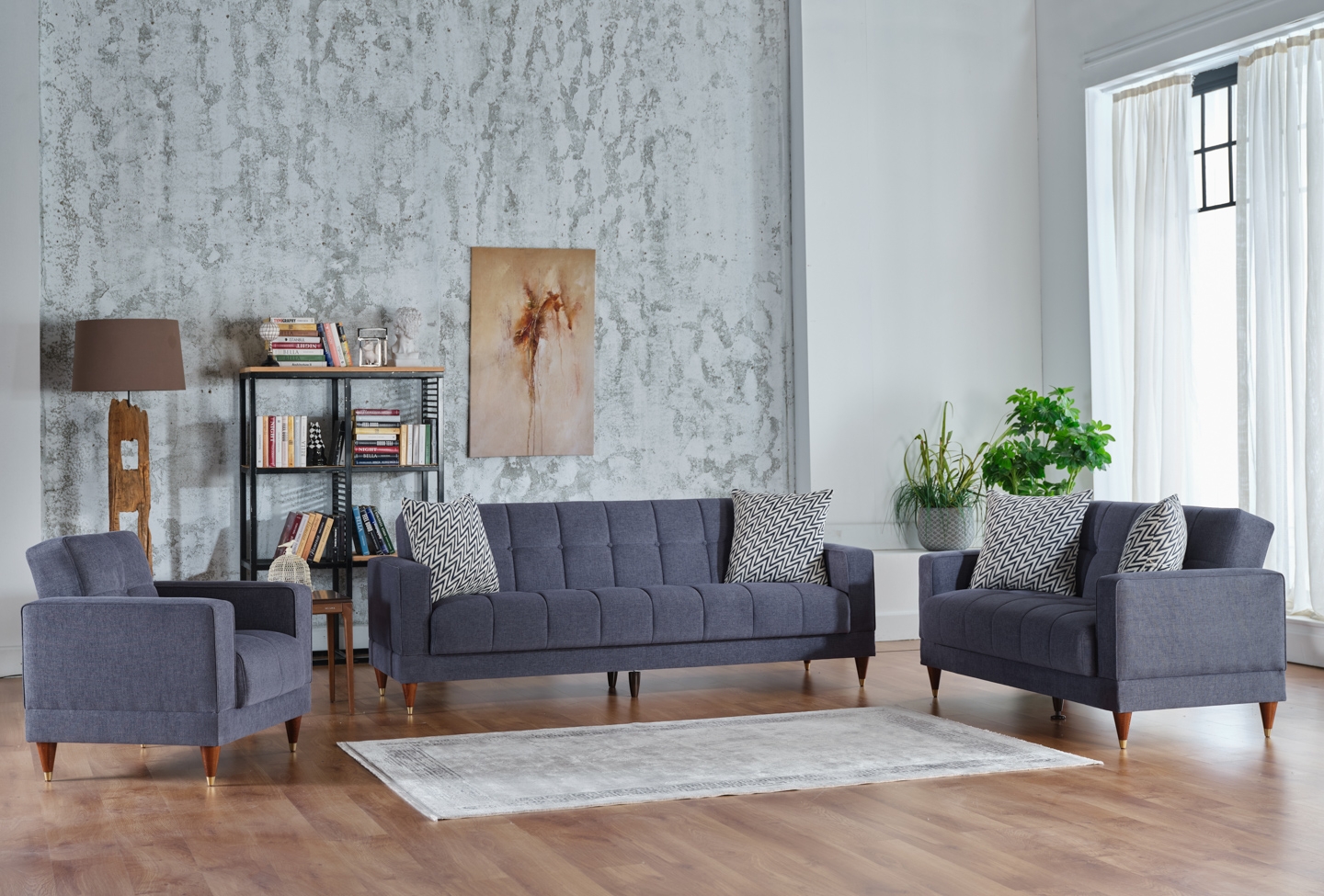 Camilla Fabric Storage Sleeper Living Room Set