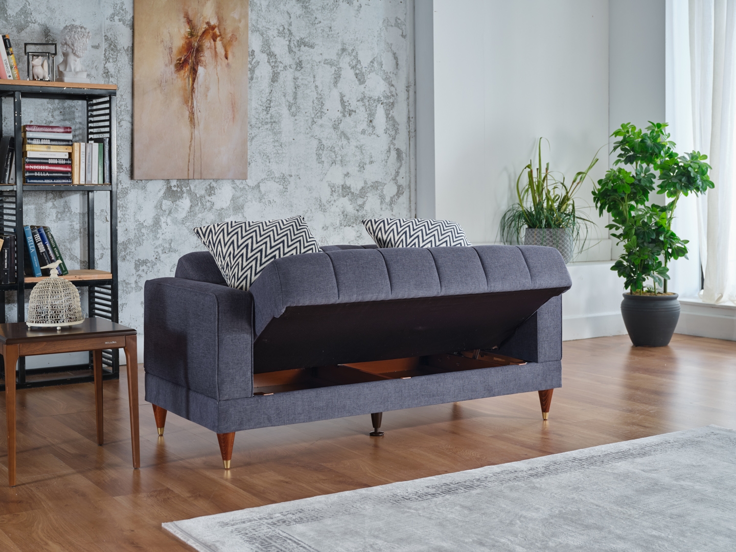 Camilla Fabric Storage Sleeper Loveseat
