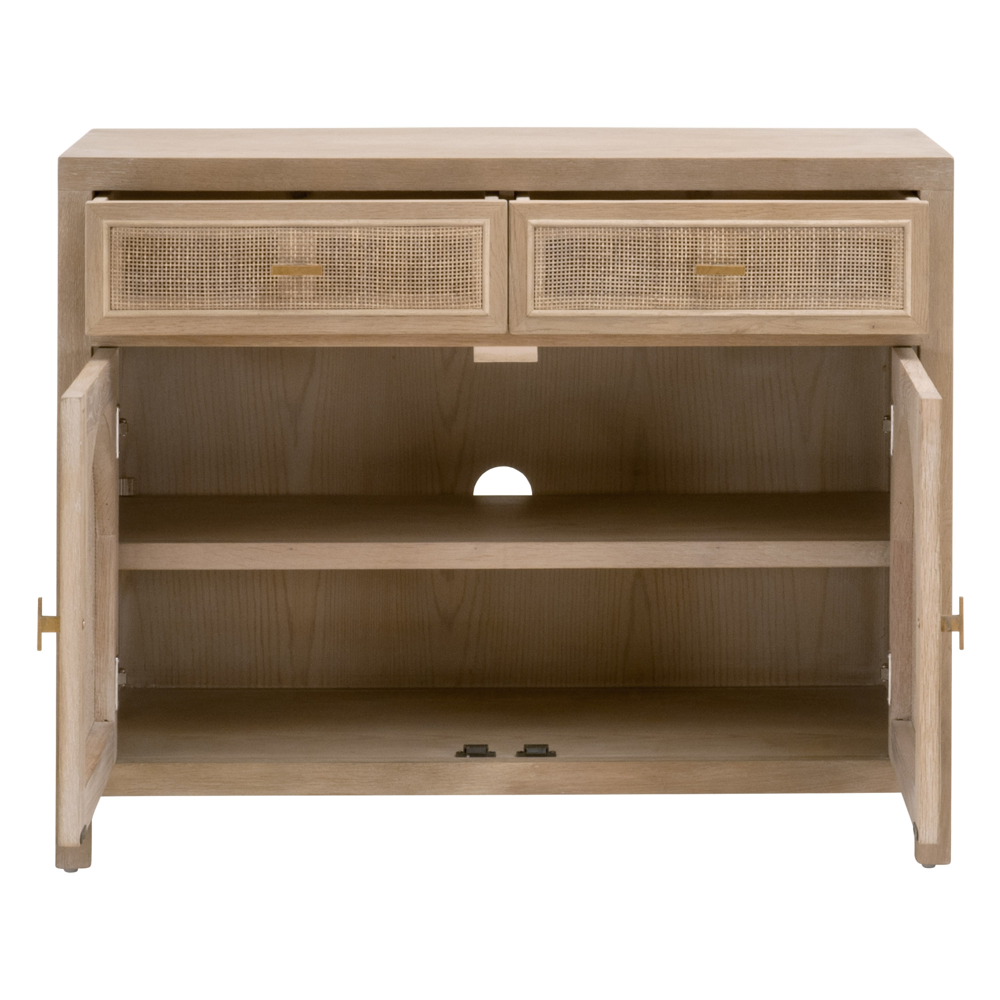 Cane Wood Media Cabinet w/2 Drawers & 2 Doors