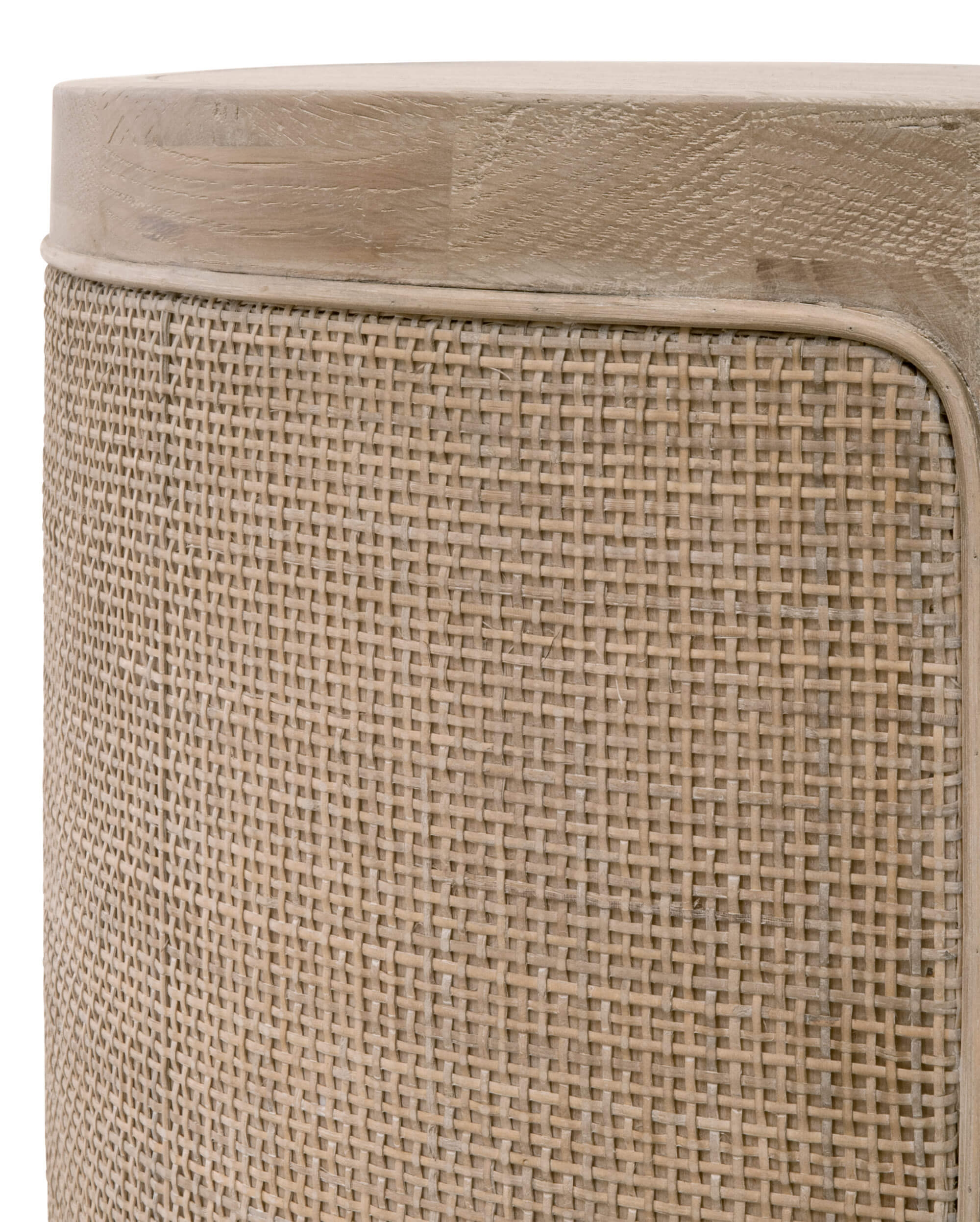 Cane Wood Round End Table