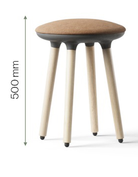 Cannie H19.7" Fabric/Wood Stool by NARBUTAS