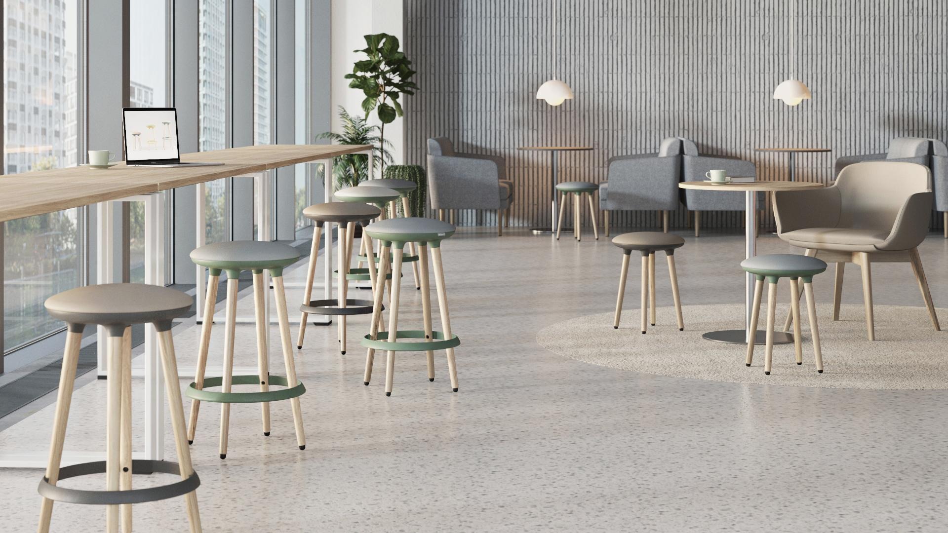 Natural Ash Wood Base Cannie Stool