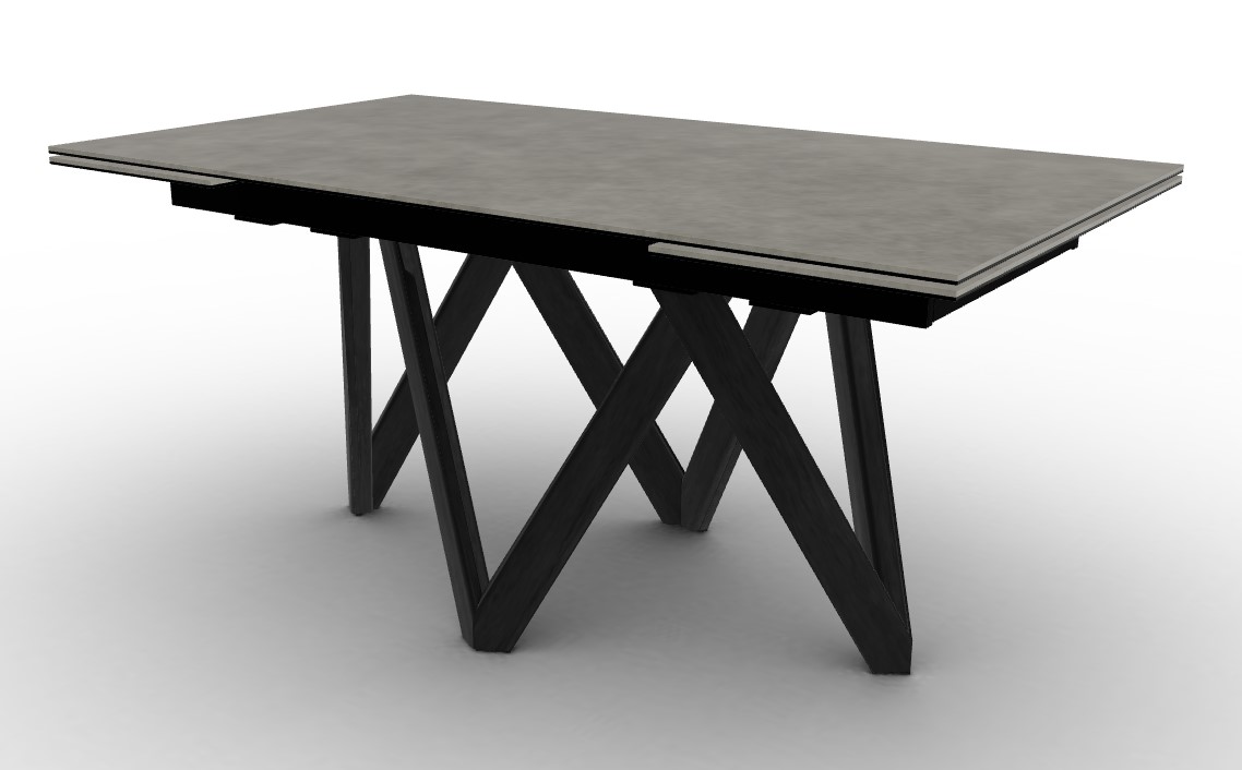 Cartesio W63"-94.5" Rectangular Ceramic/Wood Extendable Dining Table