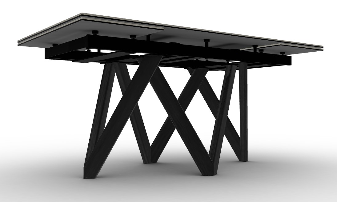 Cartesio W63"-94.5" Rectangular Ceramic/Wood Extendable Dining Table