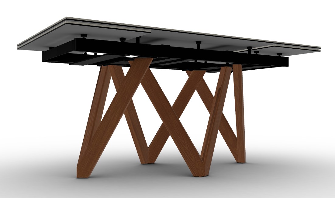 Cartesio W63"-94.5" Rectangular Ceramic/Wood Extendable Dining Table