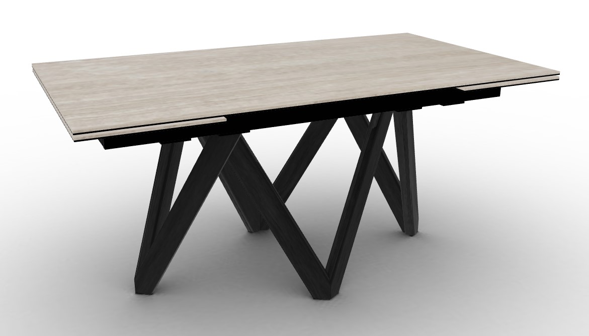 Cartesio W63"-94.5" Rectangular Ceramic/Wood Extendable Dining Table