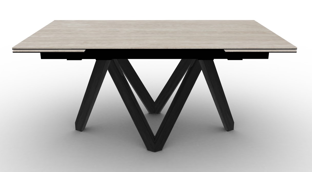 Cartesio W63"-94.5" Rectangular Ceramic/Wood Extendable Dining Table