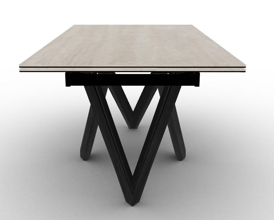 Cartesio W63"-94.5" Rectangular Ceramic/Wood Extendable Dining Table
