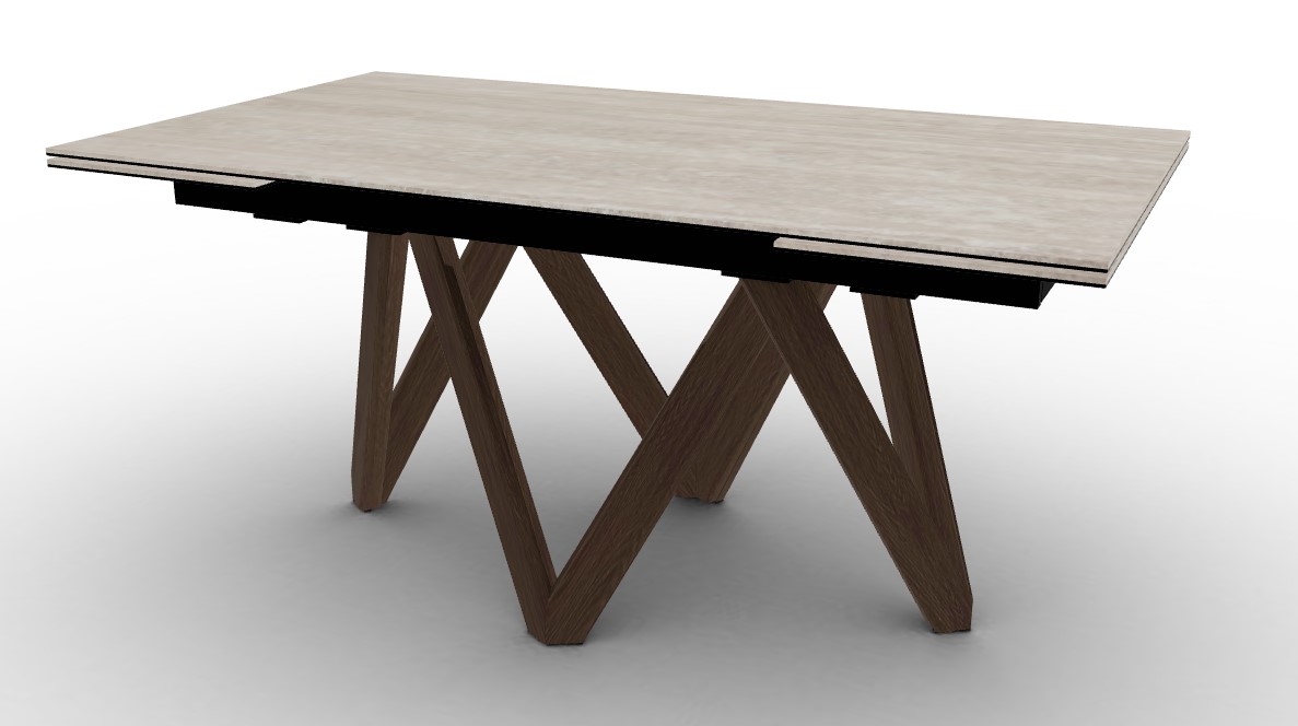 Cartesio W63"-94.5" Rectangular Ceramic/Wood Extendable Dining Table