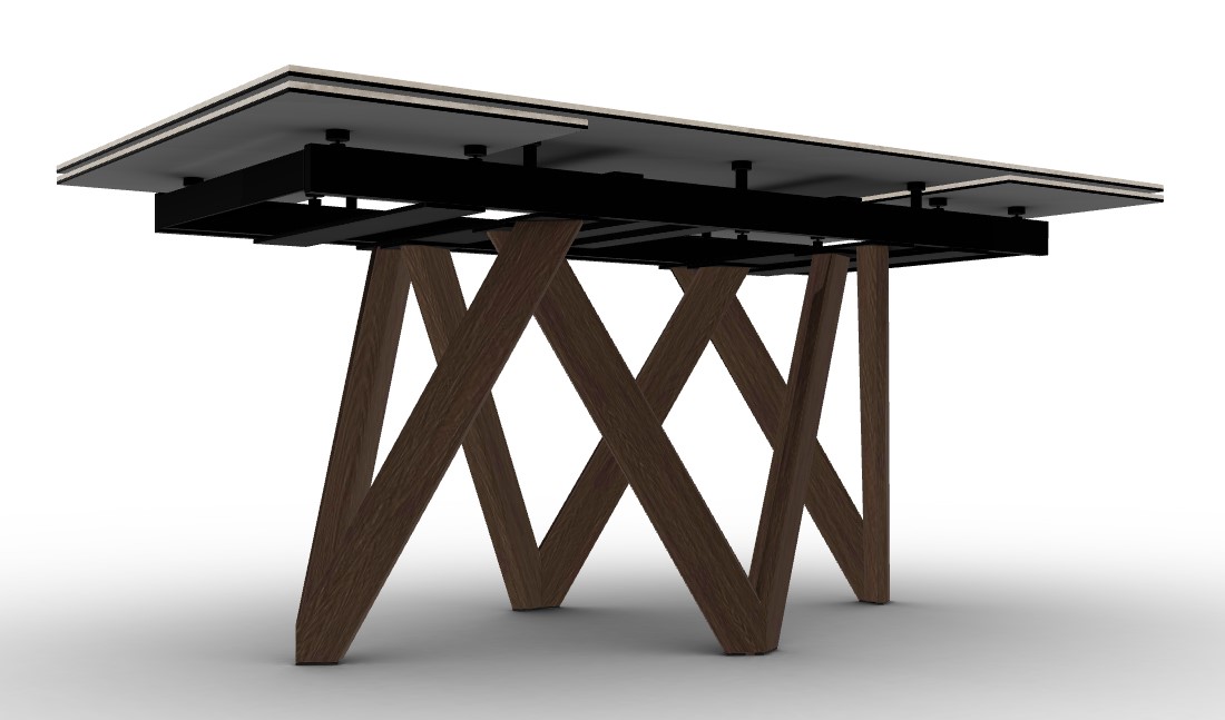 Cartesio W63"-94.5" Rectangular Ceramic/Wood Extendable Dining Table