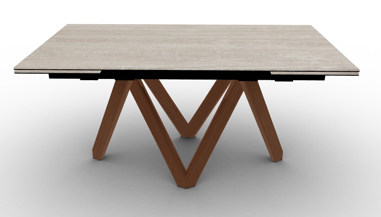 Cartesio W63"-94.5" Rectangular Ceramic/Wood Extendable Dining Table