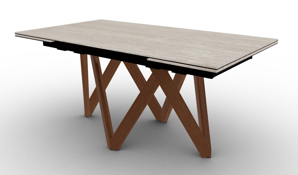 Cartesio W63"-94.5" Rectangular Ceramic/Wood Extendable Dining Table