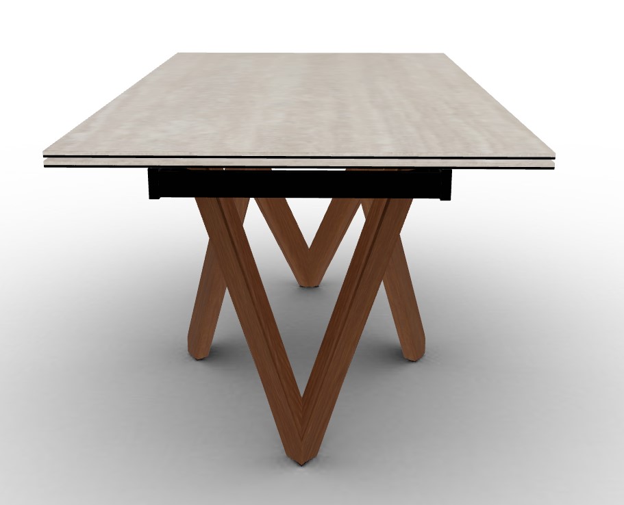 Cartesio W63"-94.5" Rectangular Ceramic/Wood Extendable Dining Table