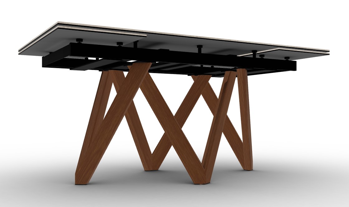 Cartesio W63"-94.5" Rectangular Ceramic/Wood Extendable Dining Table