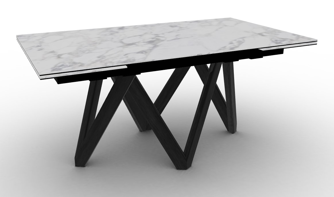 Cartesio W63"-94.5" Rectangular Ceramic/Wood Extendable Dining Table