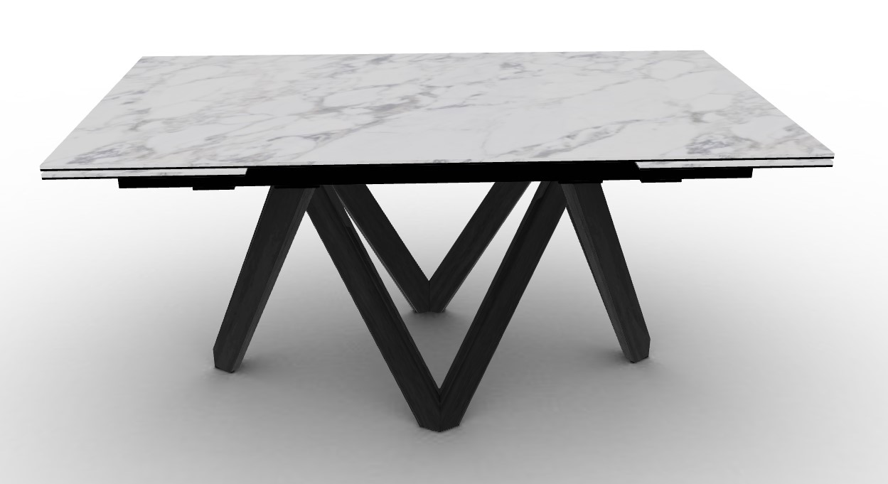 Cartesio W63"-94.5" Rectangular Ceramic/Wood Extendable Dining Table
