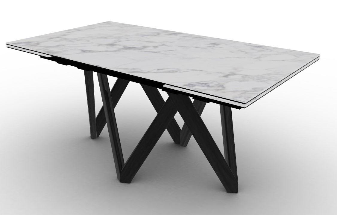 Cartesio W63"-94.5" Rectangular Ceramic/Wood Extendable Dining Table