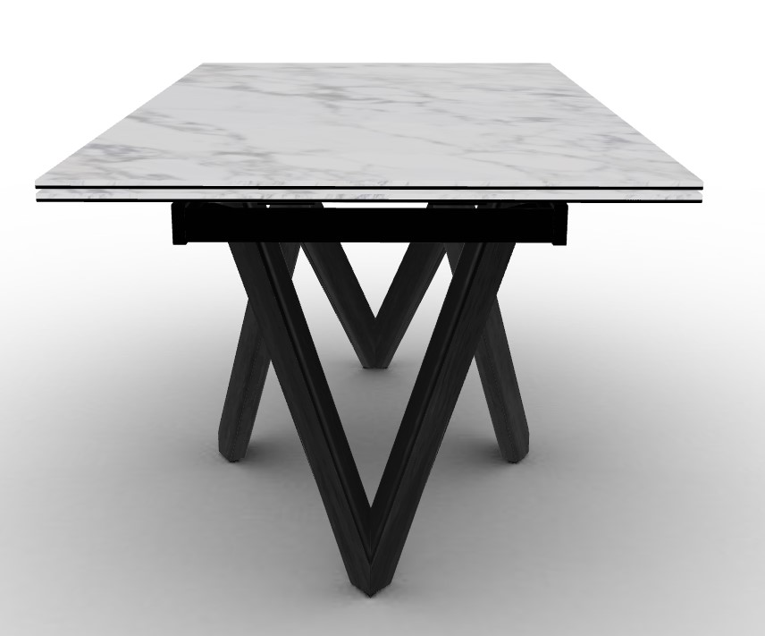 Cartesio W63"-94.5" Rectangular Ceramic/Wood Extendable Dining Table
