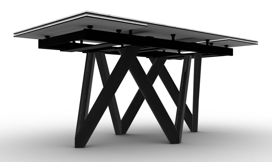 Cartesio W63"-94.5" Rectangular Ceramic/Wood Extendable Dining Table