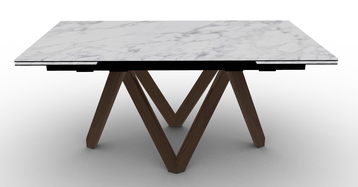 Cartesio W63"-94.5" Rectangular Ceramic/Wood Extendable Dining Table