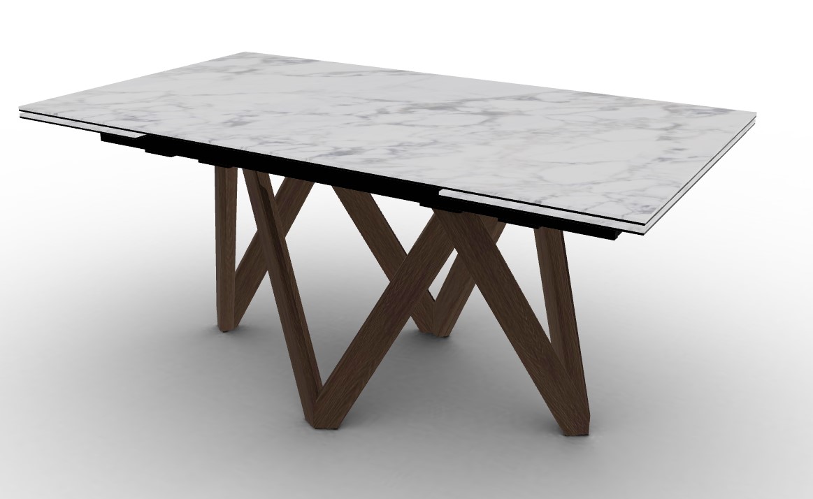 Cartesio W63"-94.5" Rectangular Ceramic/Wood Extendable Dining Table