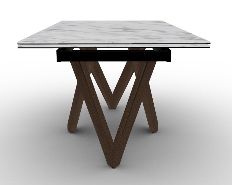 Cartesio W63"-94.5" Rectangular Ceramic/Wood Extendable Dining Table