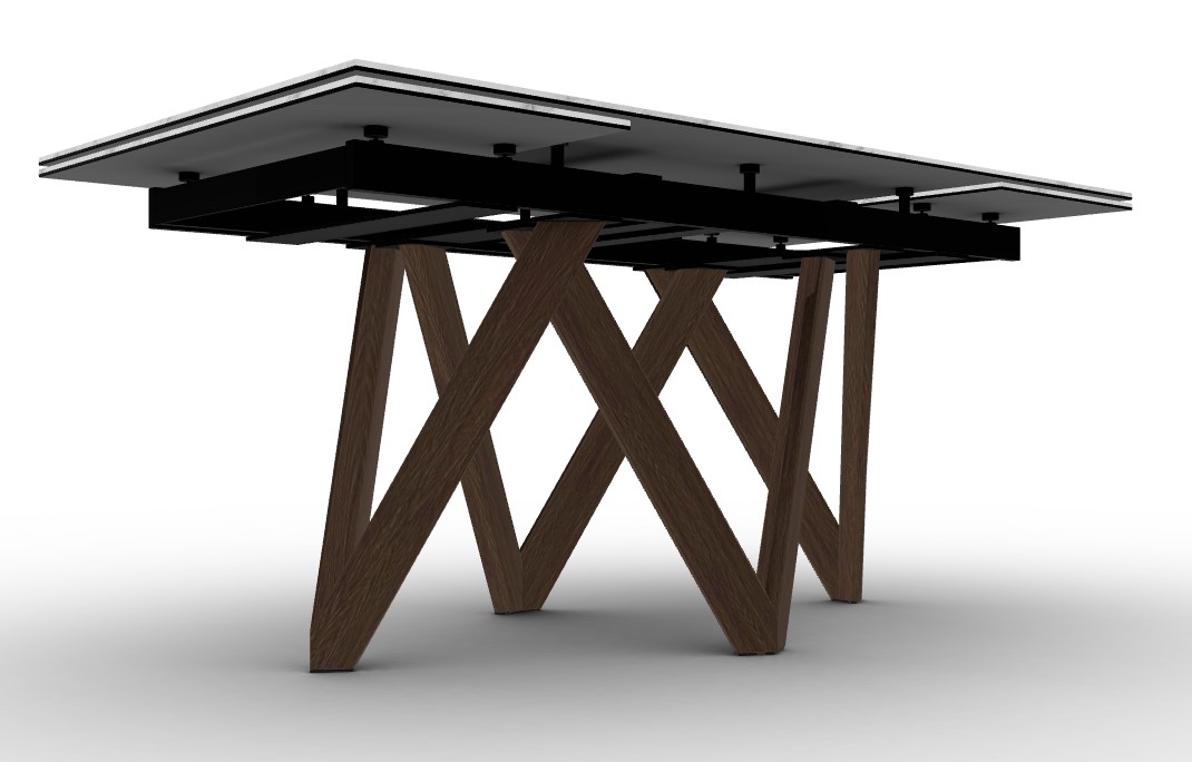 Cartesio W63"-94.5" Rectangular Ceramic/Wood Extendable Dining Table