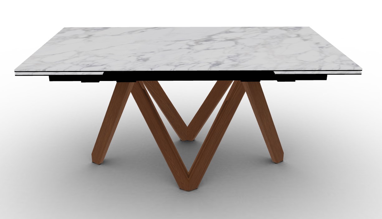 Cartesio W63"-94.5" Rectangular Ceramic/Wood Extendable Dining Table